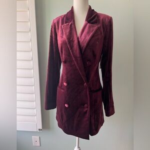 Good American Burgundy Velvet Blazer